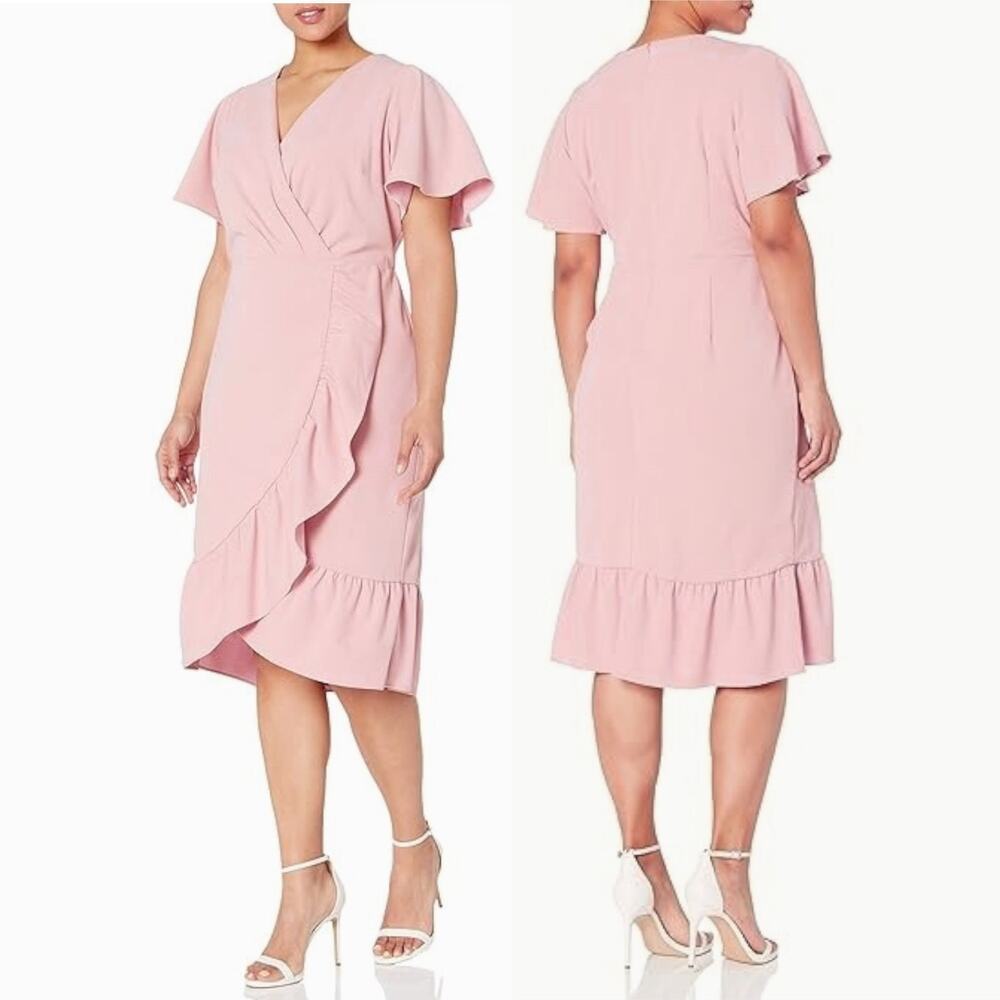 New $170 RACHEL ROY Ruffle Crystal Dress Faux Wrap Cascade Cocktail Pink Wedding